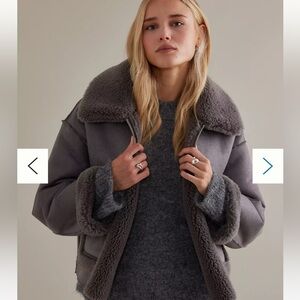 ✨NWOT✨Anthropologie gray Sherling coat faux fur